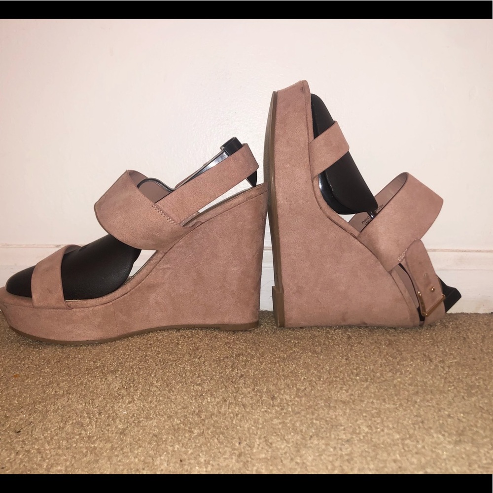 Forever21 Pink Faux Suede Wedge Platform Sandle